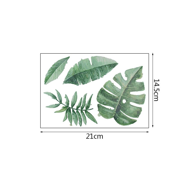 Tropical Leaves Wall Sticker Green Leaves Vine PVC Wall Decal Home Bedroom Living Room Decoration DIY Sticker Wallpaper Supplies: Q02-6pcs