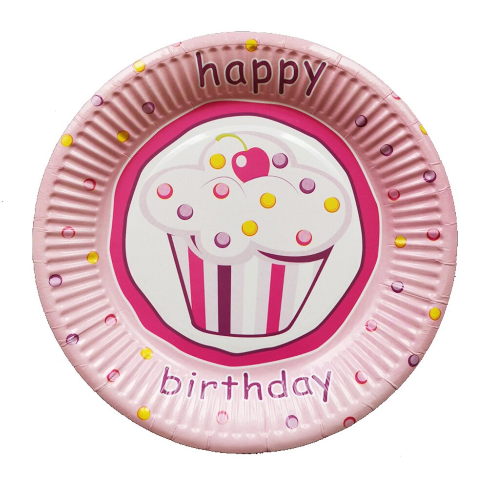 10pcs Paper Plate Pattern Round Disposable Paper Plates Birthday Party Supplies for Cake Appetizers Snacks Dessert
