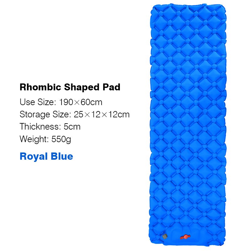 Lightweight Self-inflating Sleeping Pad Air Mattress Camping Tent Sleeping Bag Pad Picnic Beach Cushion Outdoor Sleeping Mat: R.S.2 Royal Blue