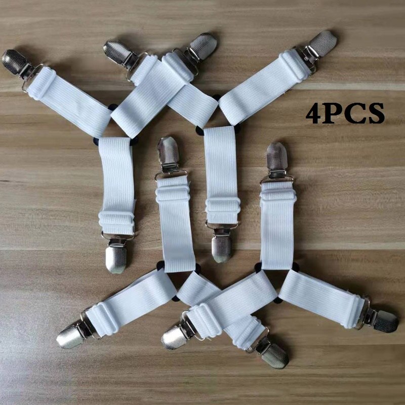 Grippers Suspender Cord Hook Loop Clasps Adjustable Elastic Mattress Cover Adjustable Bed Sheet Fasteners Straps: Y15-white-4psc
