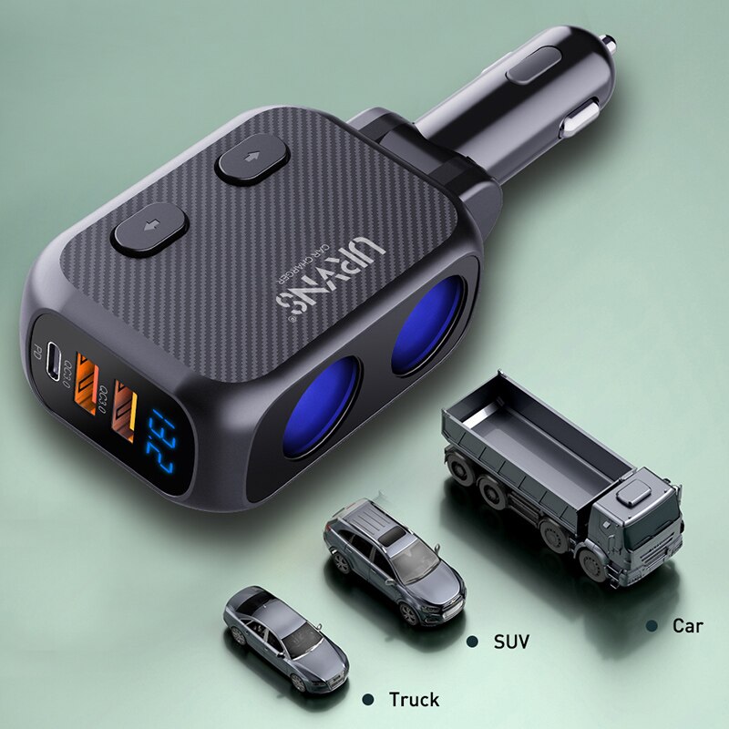 URVNS Zigarette Leichter Splitter, typ-C 20W PD Schnelle USB C Auto Ladegerät &Ampere; Dual QC 3,0 180W 2-Buchse Adapter für Handys, Bindestrich Nocken