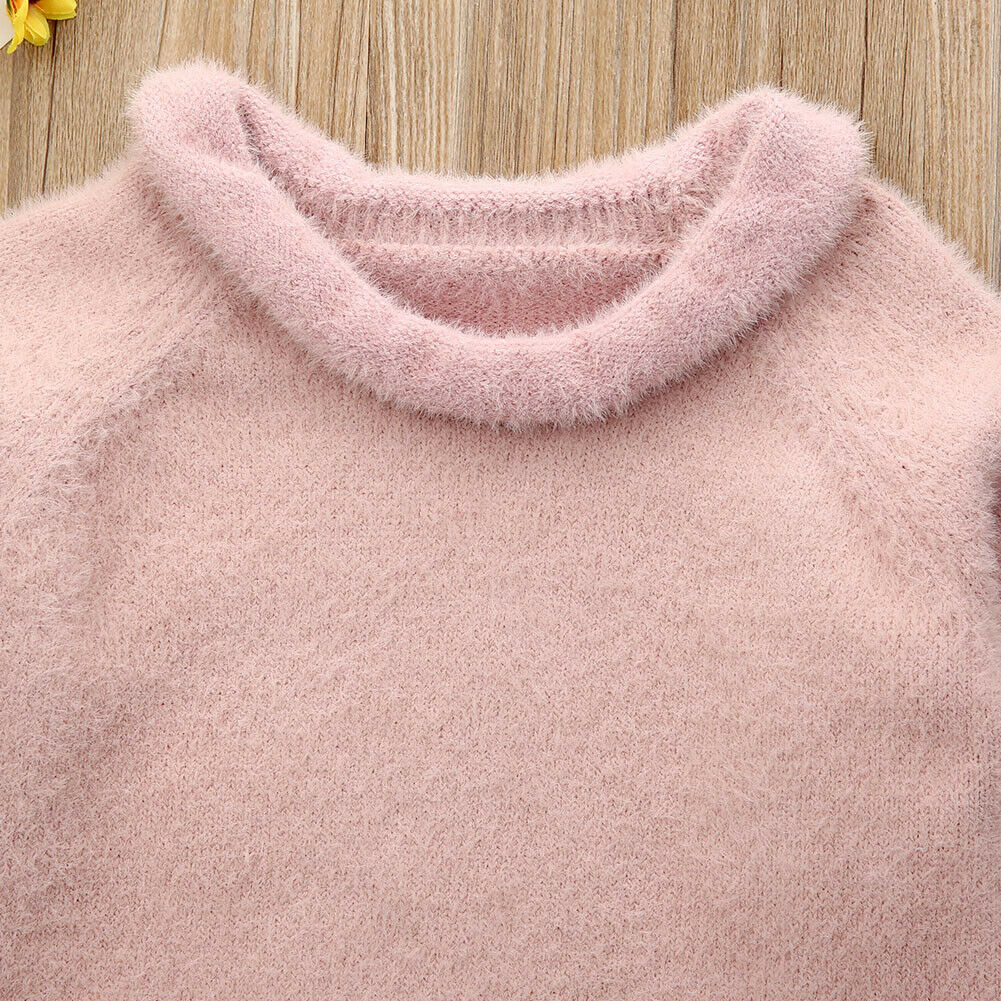 Moda bebê recém-nascido camisola da menina inverno quente confortável plush rosa camisola de malha pulôver da criança roupas da menina superior