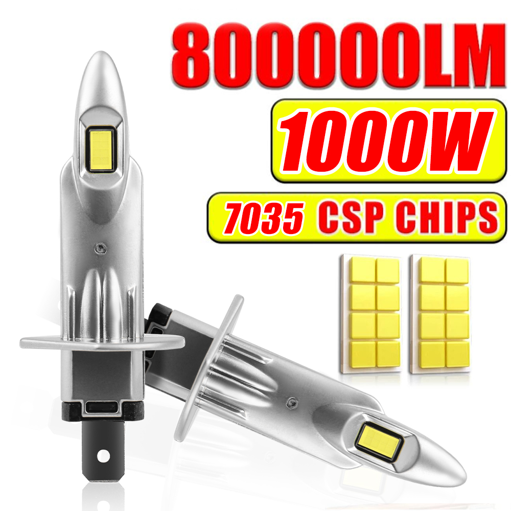 H1 LED-Lampen Autoscheinwerfer 800000 LM 1000 W weißes H4-Nebelscheinwerfer H7 H11 9005 9006 Plug-and-Play-Mini-LED-Lampen mit integriertem Antrieb, 2 Stück