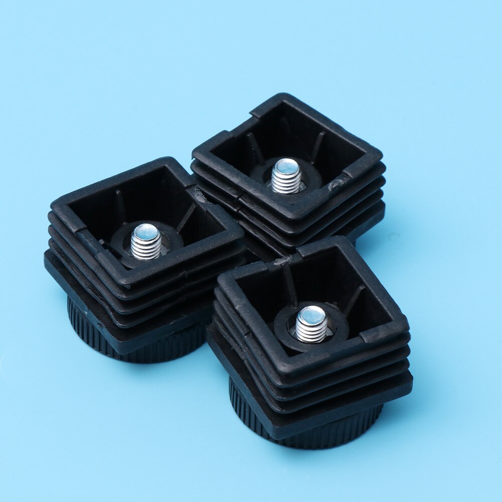 20pcs M8 Square Pipe Plug Furniture Square Foot Mats Tube Cover Pipe Fittings with Nut and Adjustable Feet 35*
