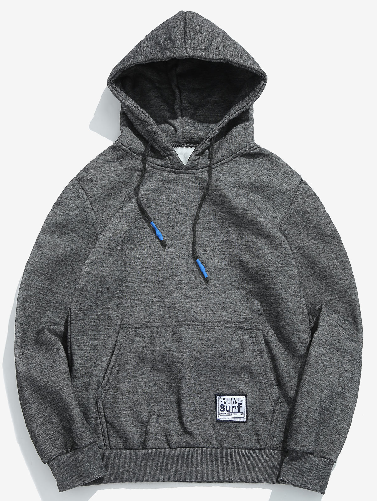 ZAFUL bolso de color sólido bolsillo polar con capucha básica Sudadera con capucha superior Simple estilo sudaderas otoño cálido para hombre suave sudaderas: Dark Gray / XL