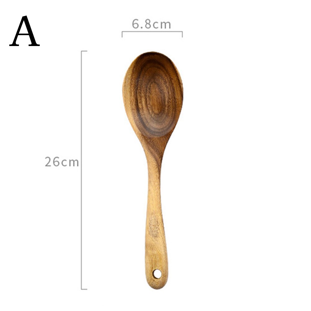 Natürliche Küche Holz Löffel einstellen Große Salat Abendessen Portion Löffel Server Holz Gabel Löffel Besteck einstellen Holz Utensilien Geschirr: A