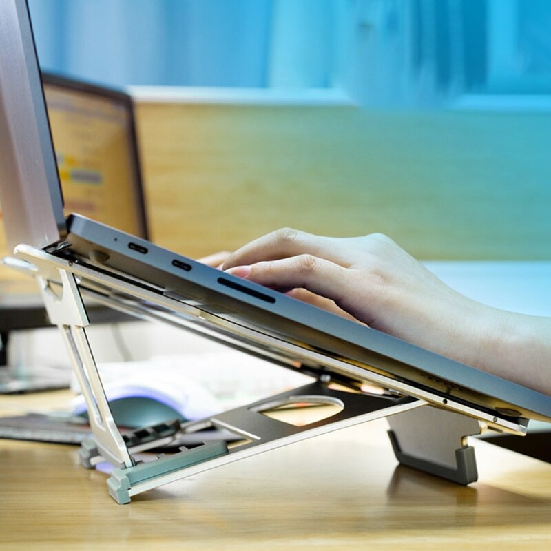 Justerbart laptop stativ tablet stativ universal til mac book ipad folde kontor notebook køling 6 niveauer af højde