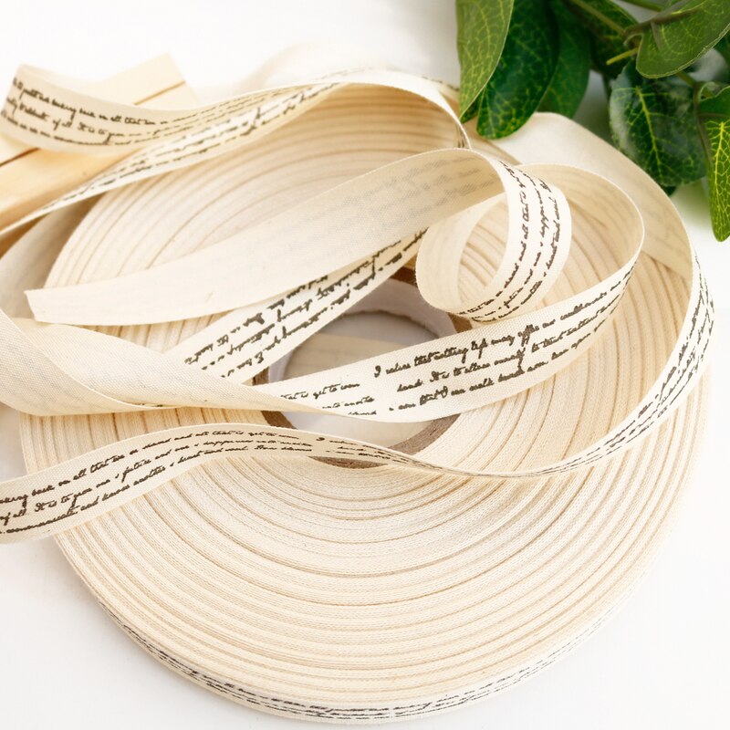 100meter Handschrift Woorden Katoen Lint Naaien Tape Stof Singels Handgemaakte Lint Voor Cadeaupapier Party Jurk Naaien Lint