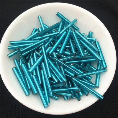500g/ pakke 2.5*20mm lang størrelse sølv kerne tjekkisk glas frø bugle perler rør til smykker beklædningsgenstand tilbehør perler til tøj: Turkis