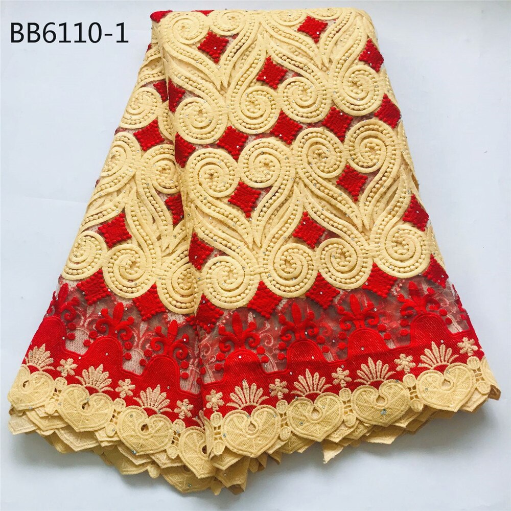 White and gold embroidered fabric African heavy lace fabric french net Heavy African 5 yards