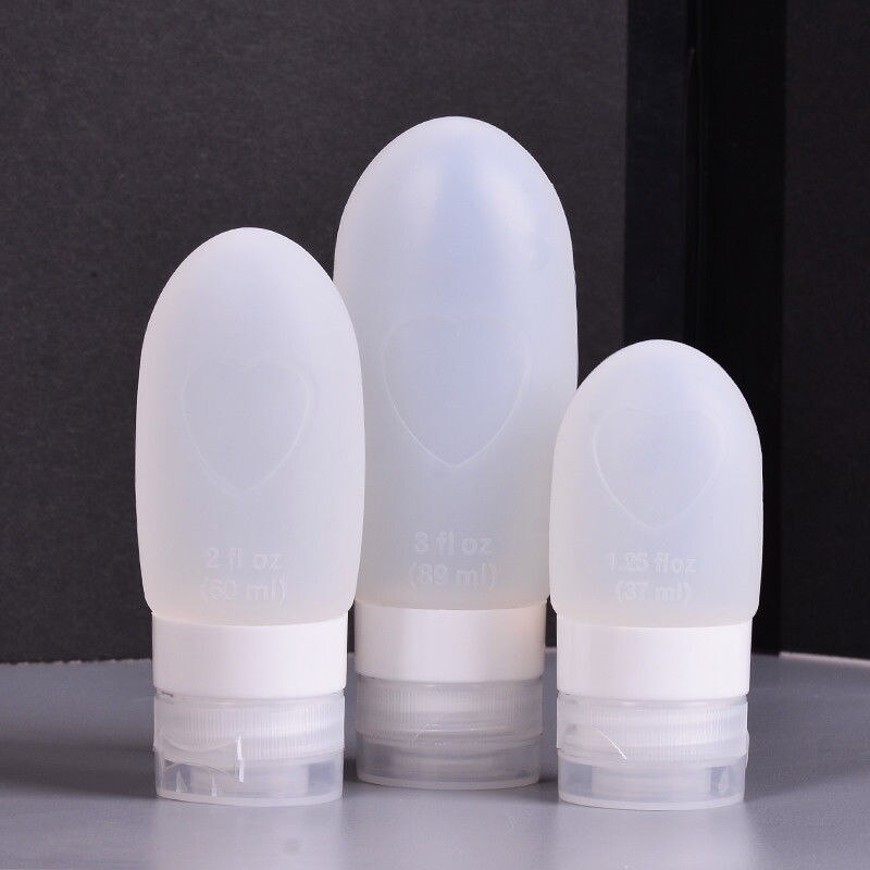 Home Travel Packing Silicone Press Bottles Set Silicone Tube PP Portable Lotion Shampoo Bath Container Makeup Organizers: White