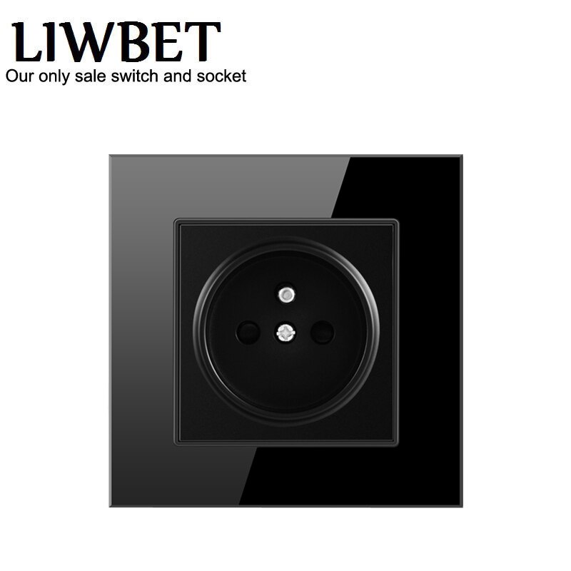 Liwbet Franse Stopcontact En Zwart/Wit/Groen/Roze Kleur Glas Panel Eu Standaard 16A Plug Power socket