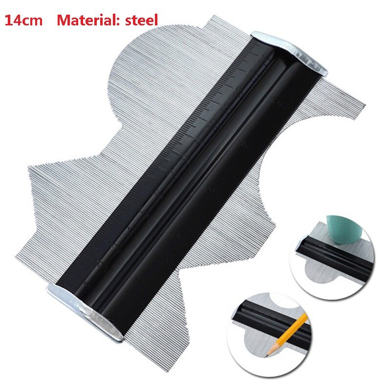 12/14/25cm plast kontur profil måler meter duplikat merking måle måleverktøy laminat tre fliser radian linjal verktøy: 6 tommer stål