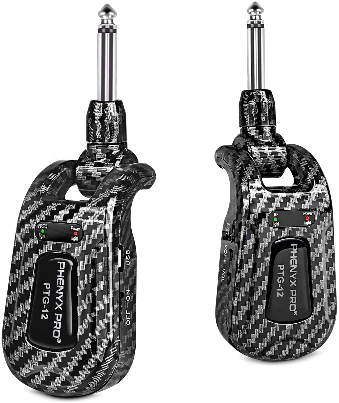 Phenyx Pro Wireless Guitar System, Rechargeable UHF Transmitter And Receiver Set, 20 Selectable Channels