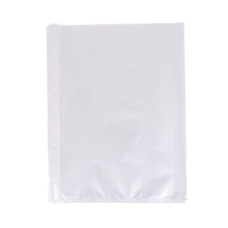100Pcs A4 Plastic Punched Pockets Folders Filing 11 Holes Loose Leaf Documents Sheet Protectors Transparent Folder Bag