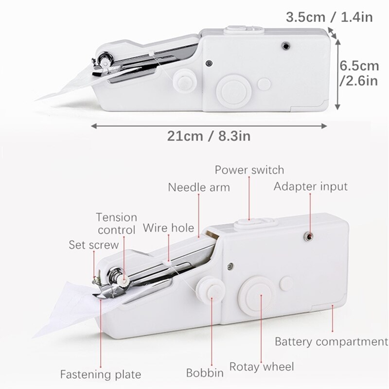 Mini Portable Hand Sewing Machine Quick Handy Stitch Sew Needlework Cordless Clothes Fabrics Household Electric Sewing Machine