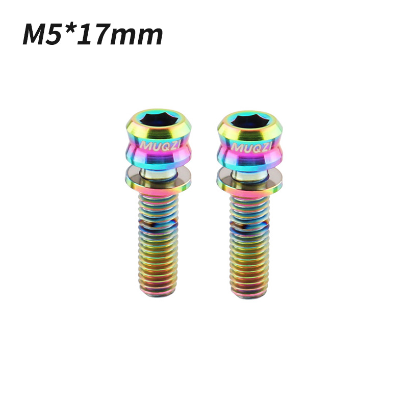 MUQZI 2 Stück Titanschraube M5 x 17 mm M5 x 19 mm Fahrradmutter Titanlegierung Vorbauschrauben MTB Rennrad Faltrad Schraubenzubehör: Grün