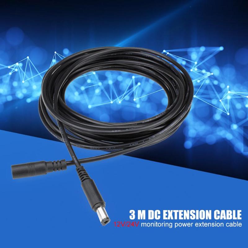 Cable Carbon Fiber Heating Wire Electric Hotline 3m 12V 24V DC Power Cord Male to Female Adapter Extension Cable CCTV Wire