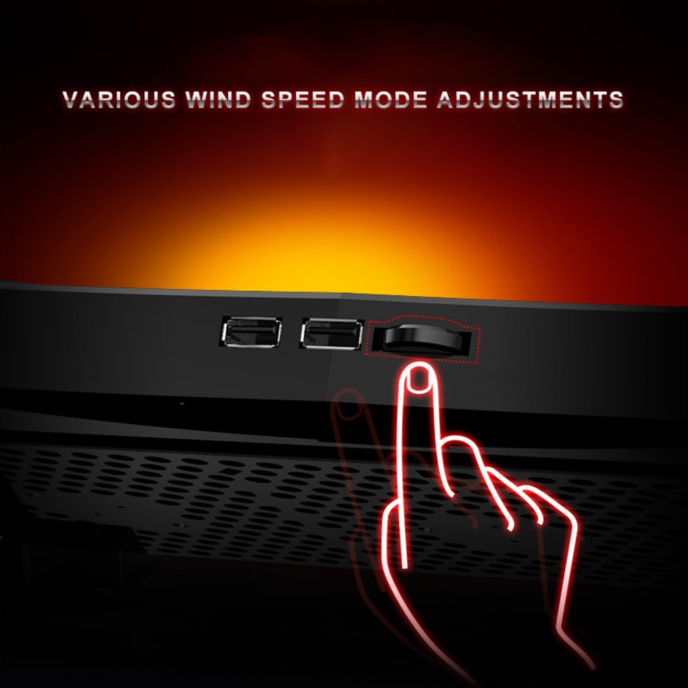 Gaming Laptop Cooler LED Lighting Adjustable Angle USB Laptop Cooler Fan Cooling Stand Bracket Base Notebook Stand for Laptop