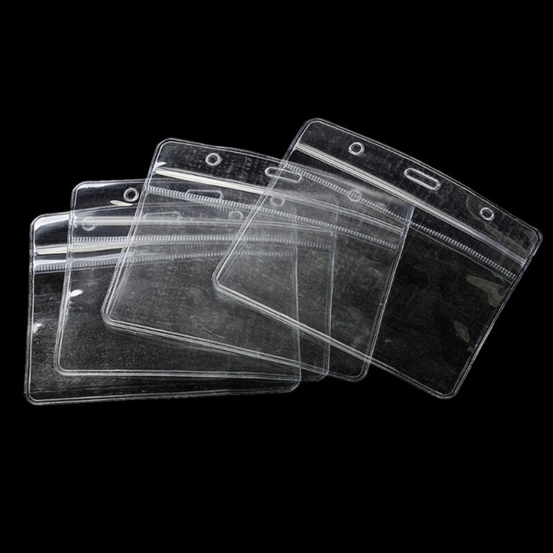 Plastic Horizontal ID Card Holder Transparent Badge Holder & Accessories (The available space:7cm) 11x9cm,10PCs