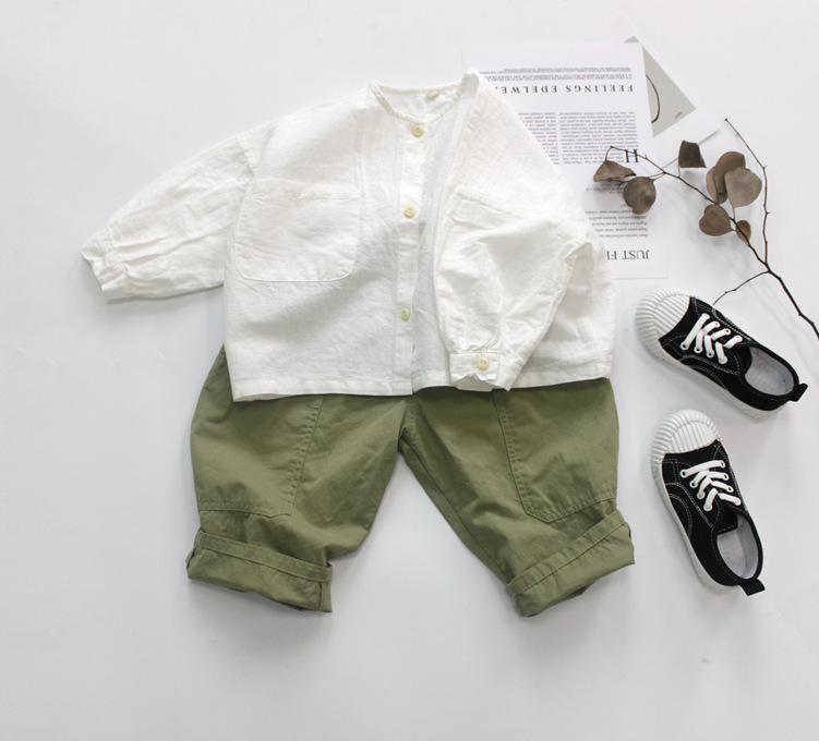 Pantalon Cargo de Style coréen pour bébés garçons, vêtements pour enfants, couleur Pure, pour tout-petits, été