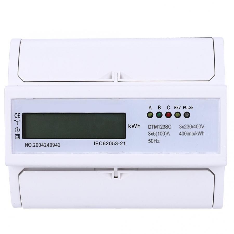 Power Meter 230/400V 5-100A Energy Consumption Digital Electric Power Meter 3 Phase KWh Meter with LCD