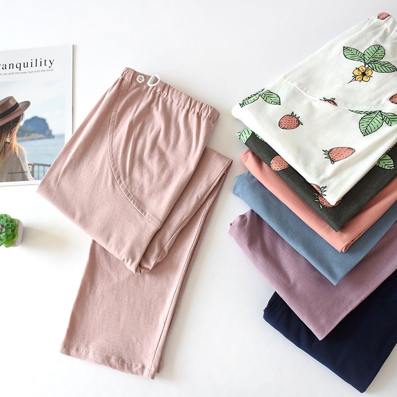 Bomullsblandning plus size xl gravidhembyxor gravida kvinnor lediga sovbyxor för graviditet nattkläder kläder
