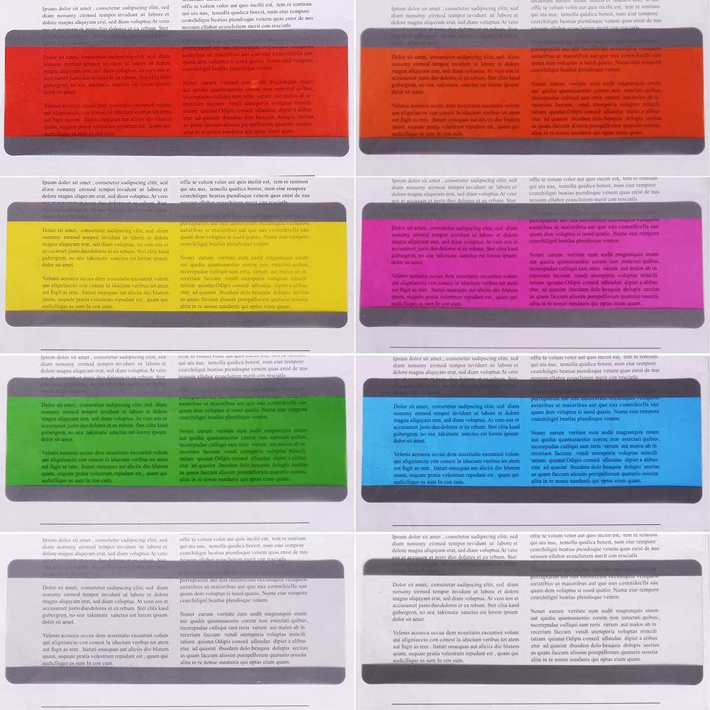 20pcs Reading Guide Strips Highlighter Colored Overlays Bookmark Read Strips for Student Teacher Dyslexia People for Kids