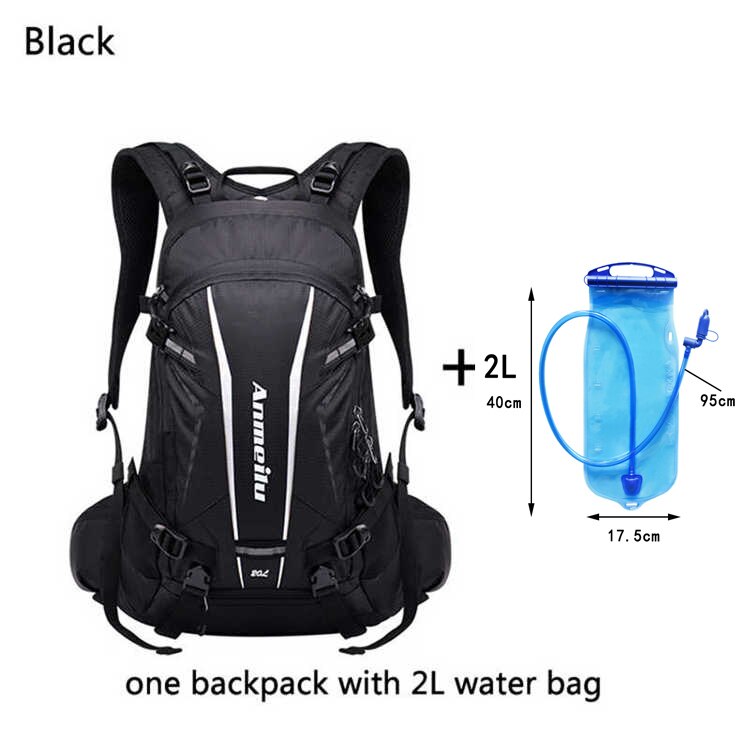 Udendørs 20l vandtæt rygsæk, bjergvandring rygsække camping rejsetasker til mænd, klatring cykel rygsæk med regntæppe: Sort med vandpose