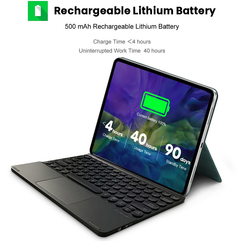 AVATTO 12.9 inch Ultra-thin LED Backlit Bluetooth Tablet Keyboard with Touchpad Backlight for Newest iOS, Android,Windows Tablet