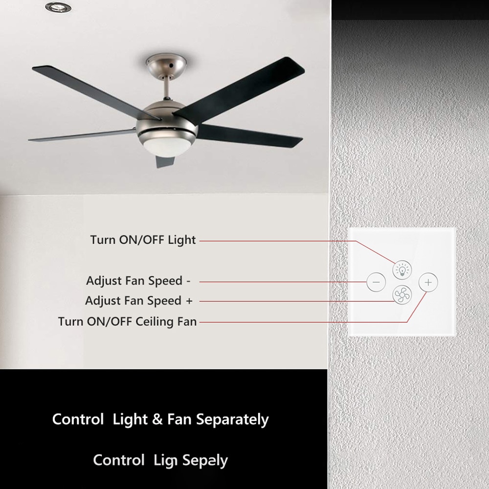 AVATTO-ventilador de techo inteligente con Wifi, interruptor de lámpara con varias velocidades, controlado por voz por Alexa y Google Home, Tuya