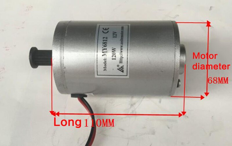 MY6812 120W 12V Brushed Motor Electric scooter motor Brush Motor with belt pulley for Electric Scooter