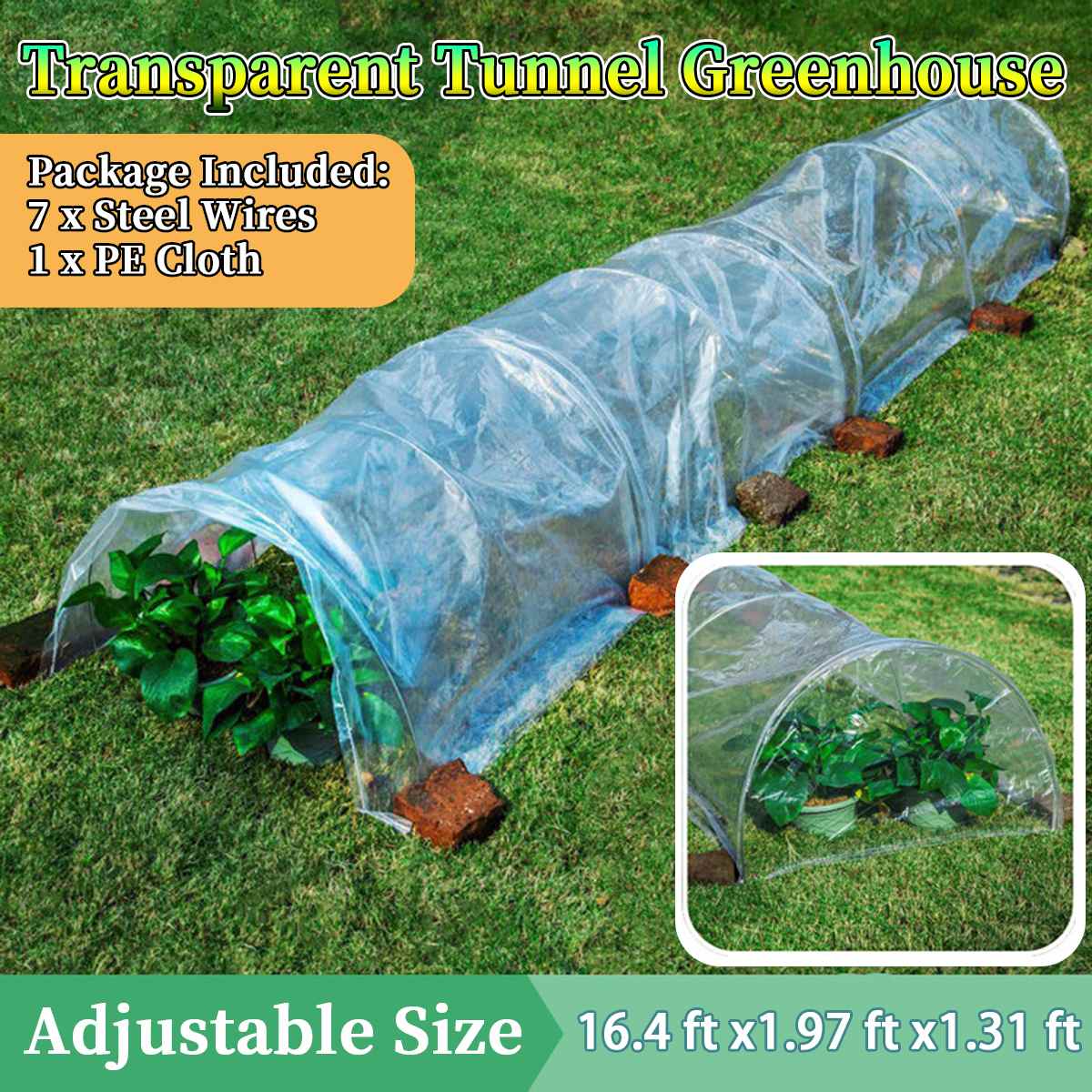 5M Long Tunnel Garden Greenhouse Grow Protect Plants Transparent PE for Garden Plant Shelter Farm Agriculture