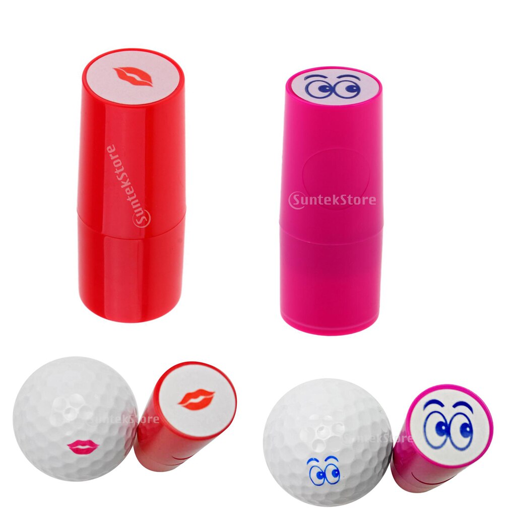 2Pcs Kleurrijke Sneldrogende Golfbal Stamper Langdurige Ballen Marker Indruk Club Golfer Souvenir Golf accessoires: Lips Eyes
