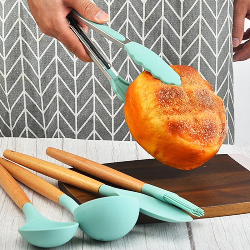 Kitchen Cookware Silicone Kitchenware Non-stick Cookware Cooking Tool Spatula Ladle Egg Beaters Shovel Spoon Soup Utensils Set