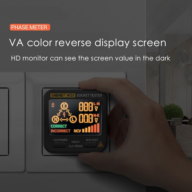 Stopcontact tester stopcontact tester bedrading detectie wandcontactdoos stroomonderbreker zoeker detector stroomonderbreker zoekers instrumenten