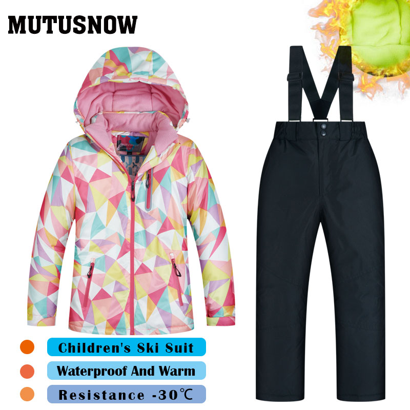 Ski Suit Girls Children's Brands Windproof Waterproof Snow Warm Child Winter Sets Thicken Snowboard Suits LFSJ