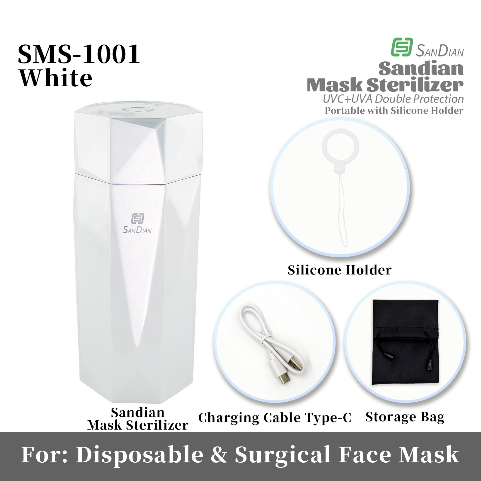 UVC + UVA Sterilisieren fallen Für Maske Schmuck Ohrring Ring Multifunktions kompakt Tragbare Wiederaufladbare Keimtötende Desinfektion: SMS-1001
