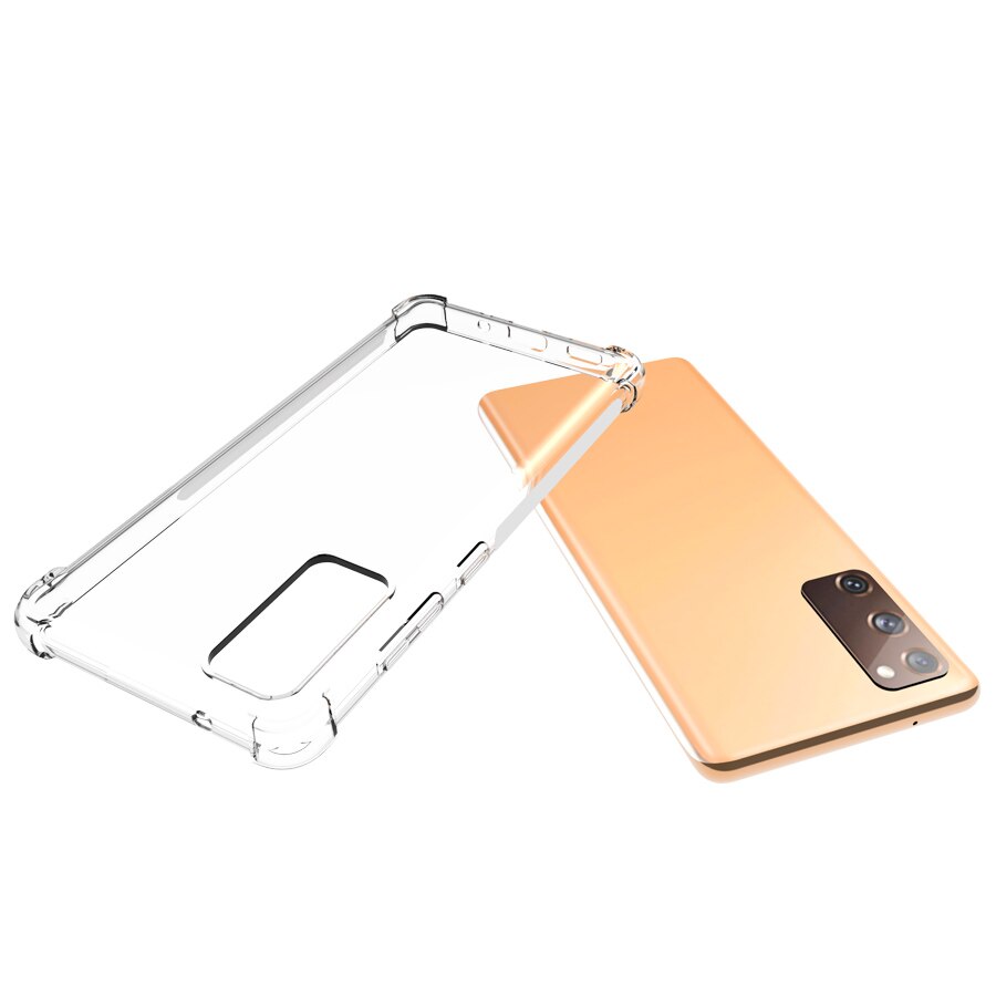 Transparente para Samsung Galaxy S20 FE caso + vidrio templado TPU Gel suave caja de piel S20 edición Galaxy S20 Lite funda