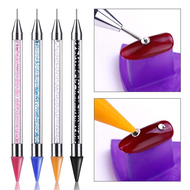 1 st Dual-ended Puntjes Pen Strass Studs Picker Wax Potlood Kristal Kralen Handvat Nail Art Tool