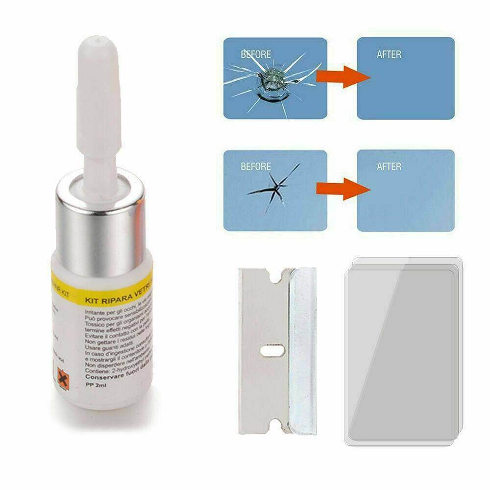 Car Windshield Repair Tool DIY Window Repair kit Windscreen Glass Scratch Crack Restore Window Screen Resin+blade+5PC Cured Film