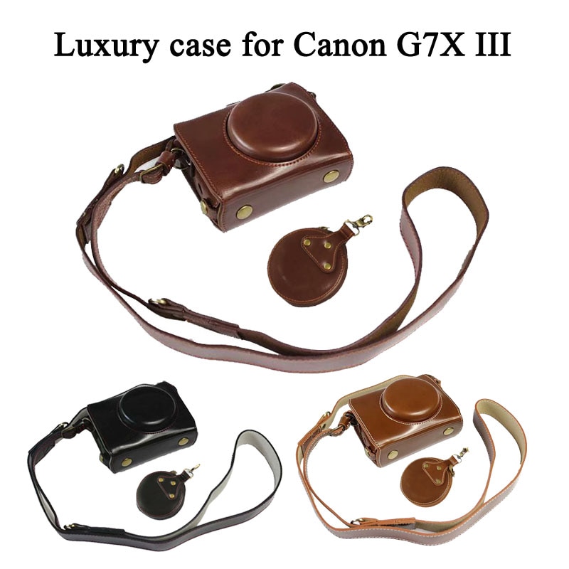 Pu Leather Camera Case Bag For Canon Powershot G7X mark 2 G7X II G7X2 G7XIII G7X III G7X Mark 3 luxury Camera Cover With Strap