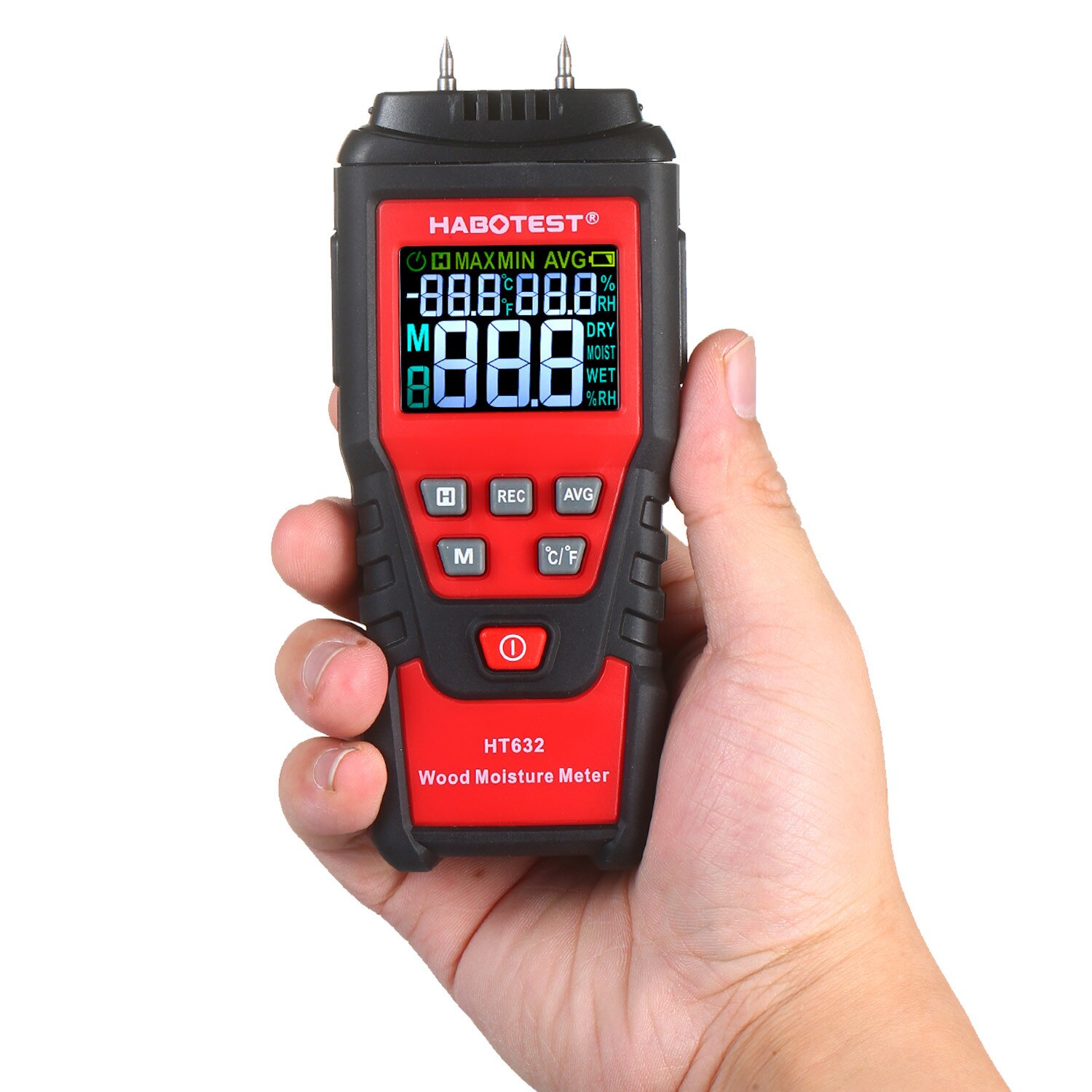 Digitale Hout Vochtmeter Met 2 Pin Probe Hout Vocht Tester Met Achtergrondverlichting Thermometer Hygrometer Hout Vochtigheid Tester