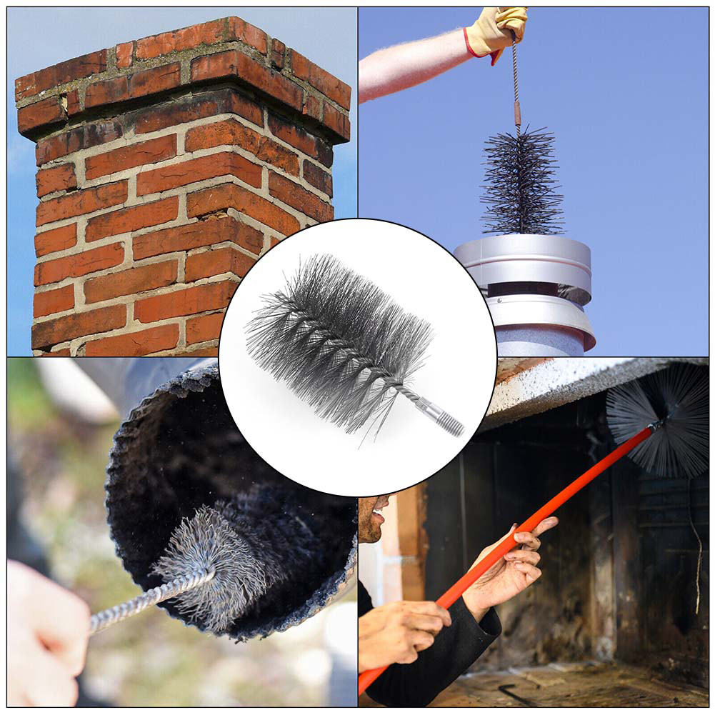 Brosses de nettoyage de cheminée de 4 pouces, fil d'acier rond, tuyau de conduit de cheminée, rouille, brosses de tuyaux industrielles, outils de brosse de nettoyage domestique