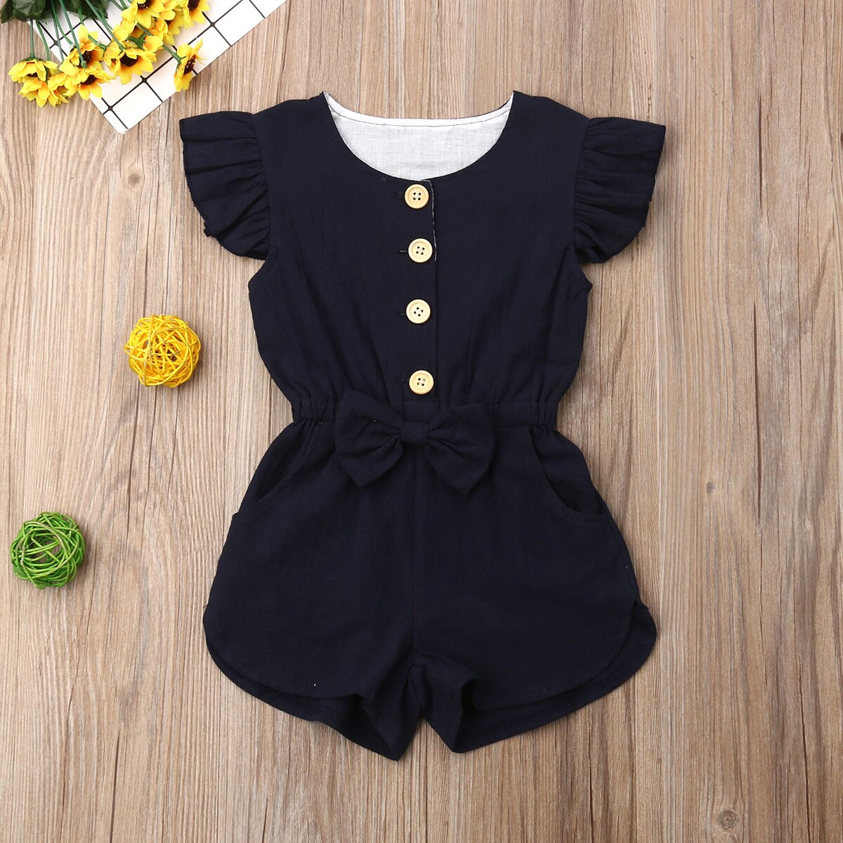 Peuter babykleding voor meisjes kinderen meisjes 1-6y zomer ruches mouw katoenen romper een stuk jumpsuit outfits peuterkleding zonnepak