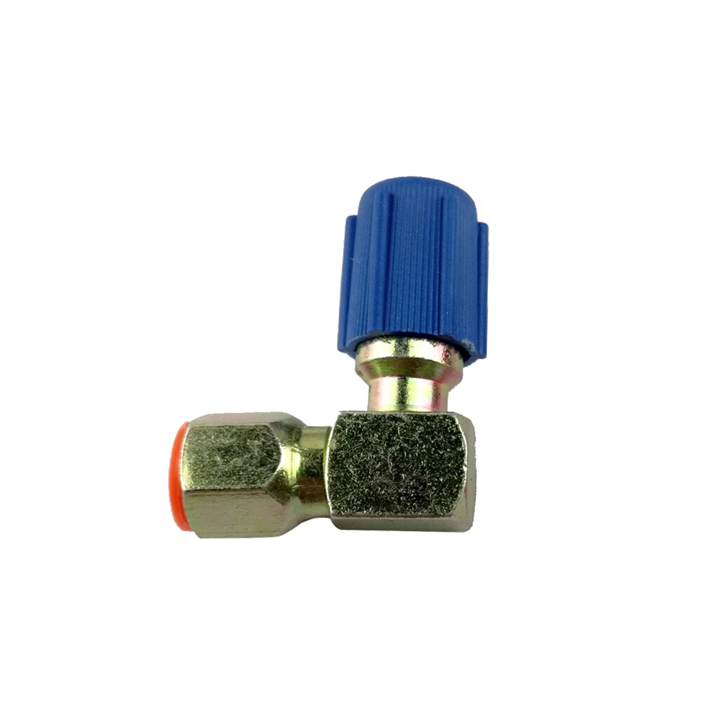 Pair A/C Adapter Retrofit 7/16L 3/8H R12 To 134a 90 Degree Blue+Red Caps