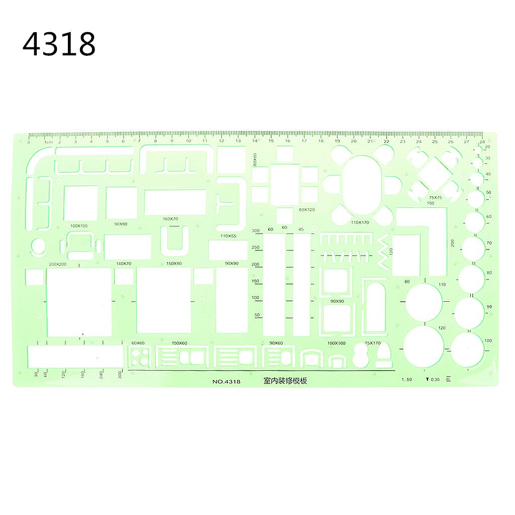 Stationery Drafting Drawing Measuring Tool Geometric Combine Template Ruler Pro: 4318