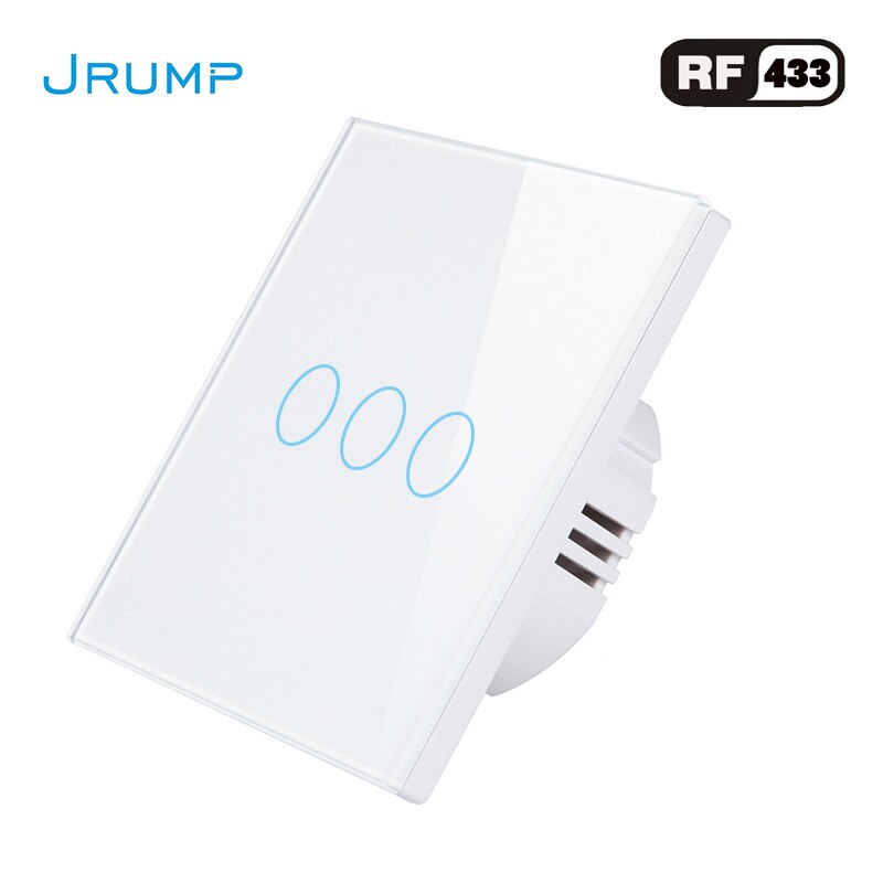EU Standard Remote Control Touch Switch Light Switch Wall Switch RF433 Wireless Interrupter SwitchAC100-220V Tempered Glass Panl
