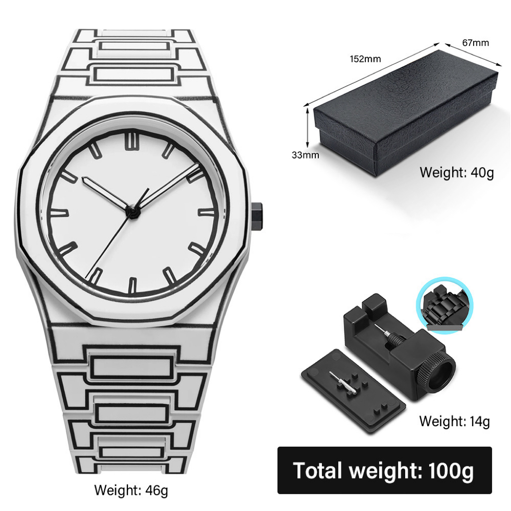 Relojes de plástico ligeros para hombres y mujeres, relojes clásicos de cuarzo resistentes al agua para hombres, nueva minimalista: Marfíl