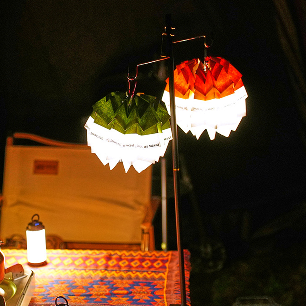 Pantalla de lámpara de papel de piña con cuerda ajustable, pantalla de luz para acampar al aire libre, pantalla plegable para acampar y hacer senderismo
